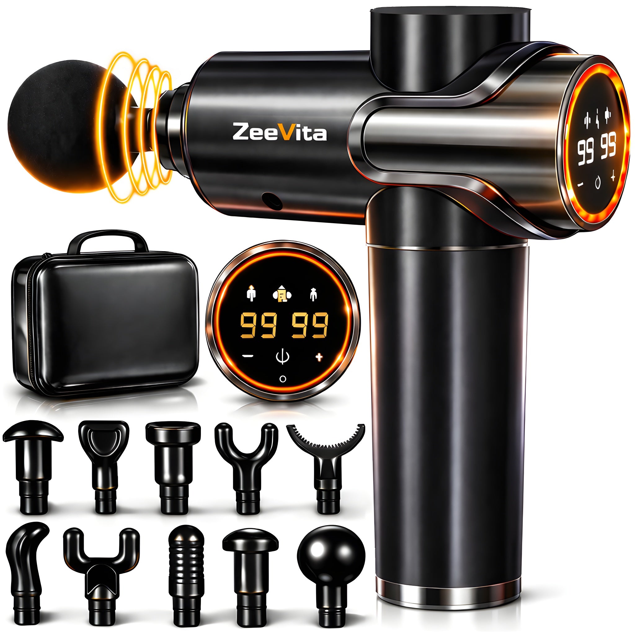 Powerful 99 Speed Massage Gun with 3 Modes and 10 Massage Heads
