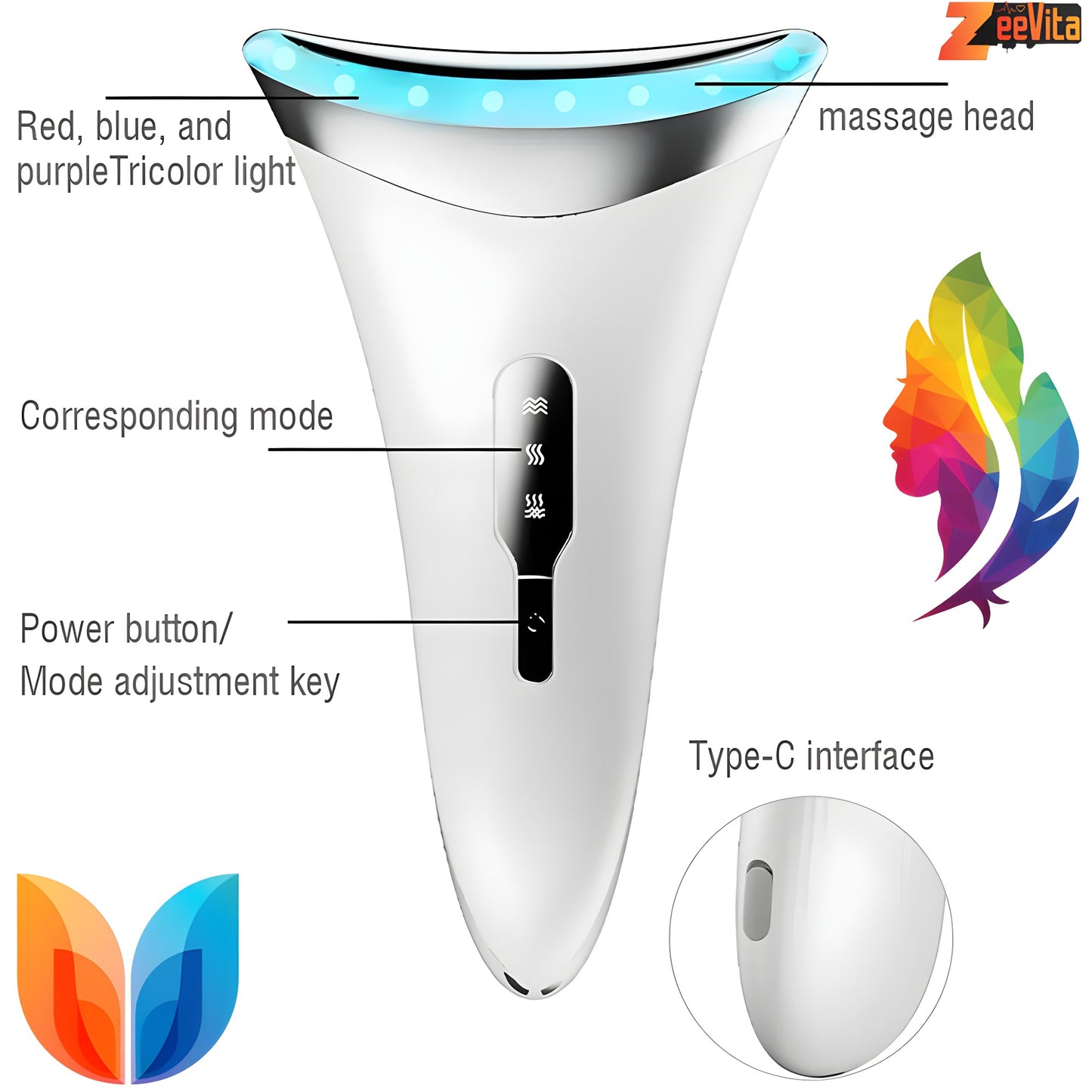 Premium LED 45°C Heat Face Massager Anti-Aging Skin Tightening Electric Neck Lift Machine EMS Microcurrent Face Toning Anti Wrinkle Skin Rejuvenation Sculpting Tool for Womens & Mens Beauty Care