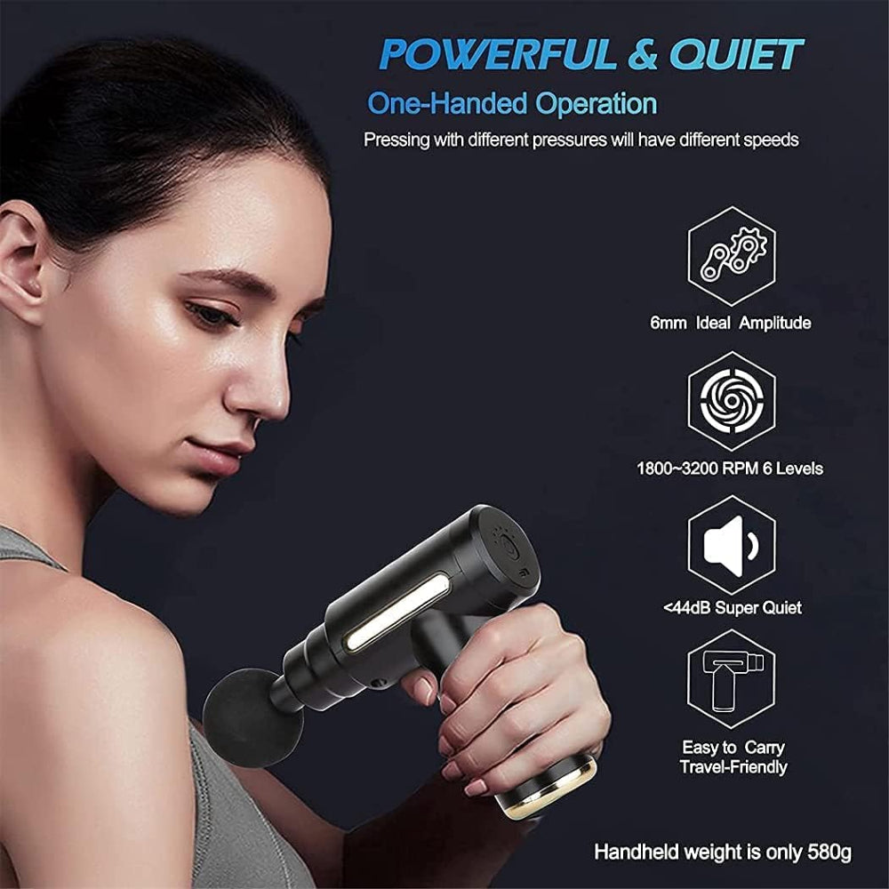 Powerful Mini Massage Gun Deep Tissue, Muscle Percussion Massager with 6 Speeds for Pain Relief Recovery, Portable Massager for Muscle Tension Shoulder Back Body Neck Arm Legs Relaxation