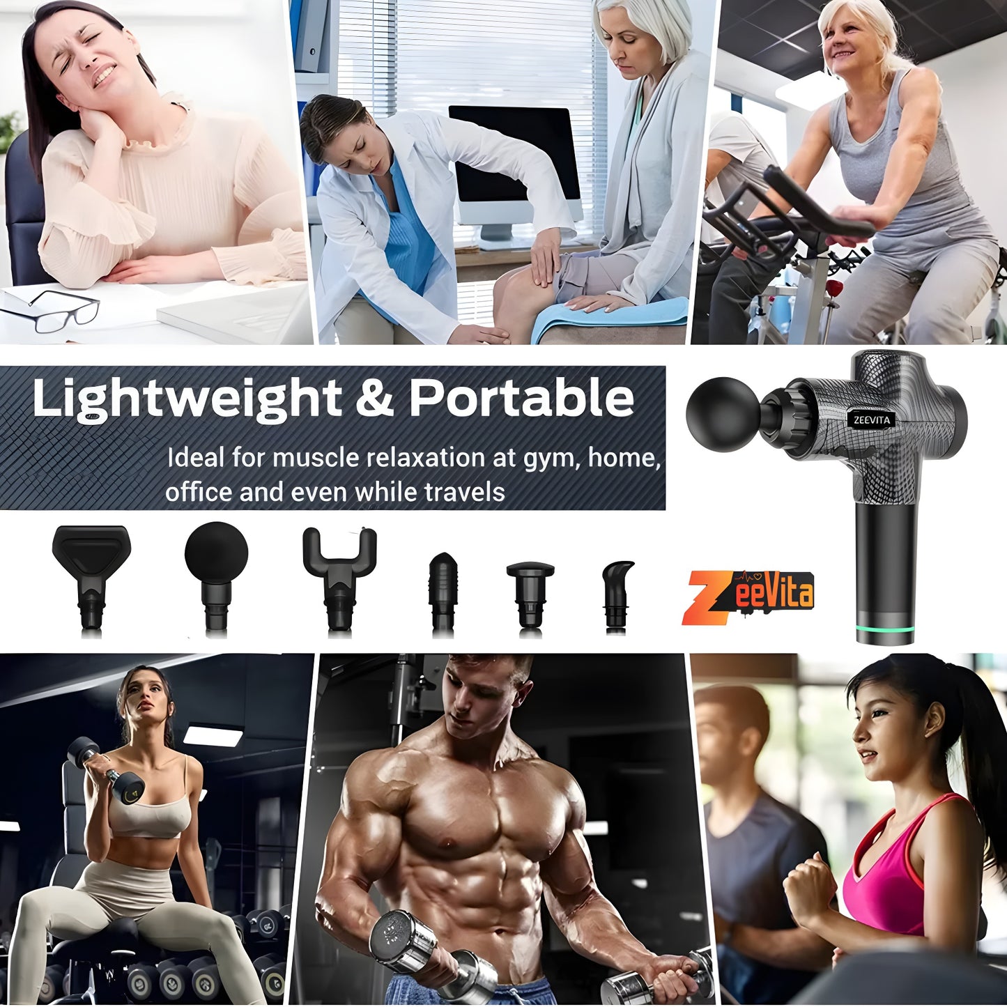 Powerful Massage Gun Deep Tissue with Case, 2025 LCD Portable Muscle Percussion Massager with 30 Speeds for Pain Relief, Handheld Massager with 6 Heads for Shoulder Back Body Neck Arm Legs Relaxatio