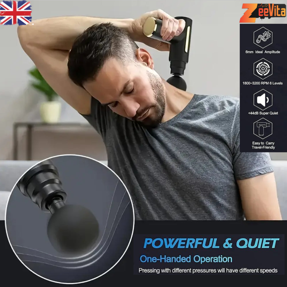 Powerful Mini Massage Gun Deep Tissue, Muscle Percussion Massager with 6 Speeds for Pain Relief Recovery, Portable Massager for Muscle Tension Shoulder Back Body Neck Arm Legs Relaxation