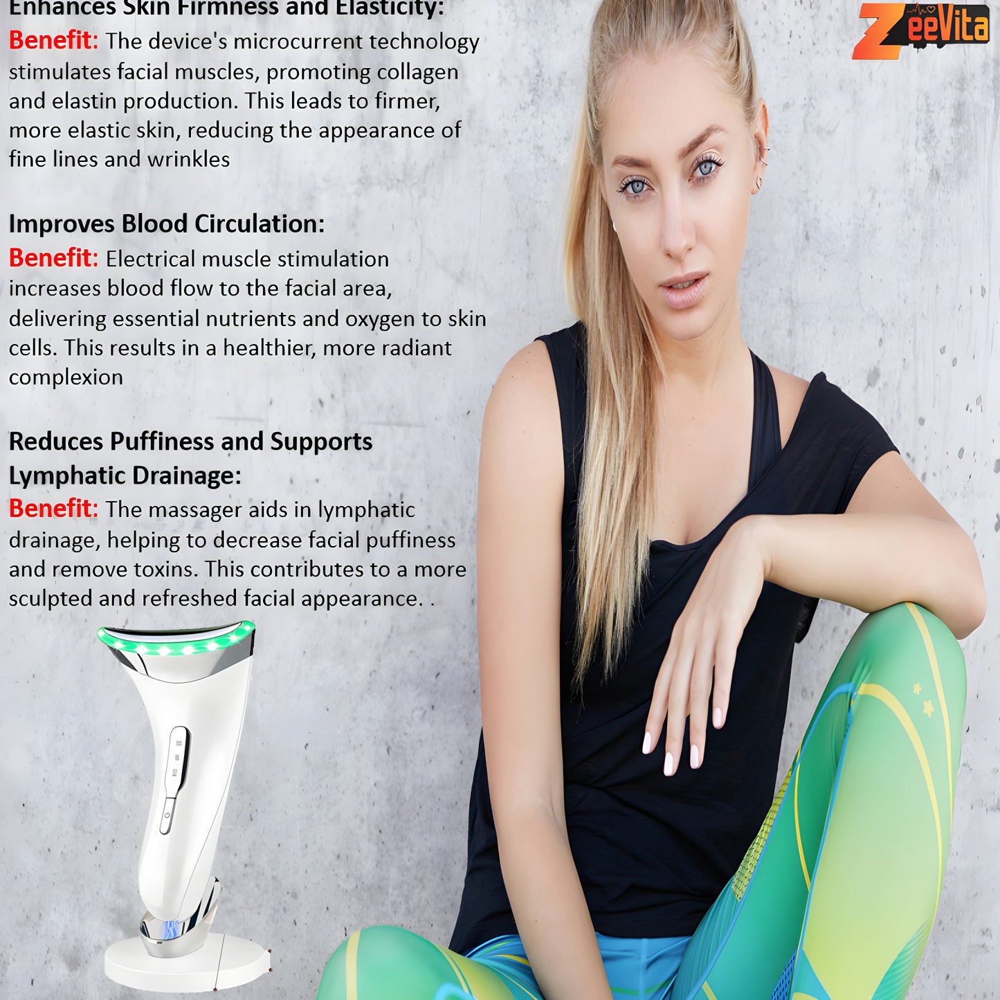 Premium LED 45°C Heat Face Massager Anti-Aging Skin Tightening Electric Neck Lift Machine EMS Microcurrent Face Toning Anti Wrinkle Skin Rejuvenation Sculpting Tool for Womens & Mens Beauty Care