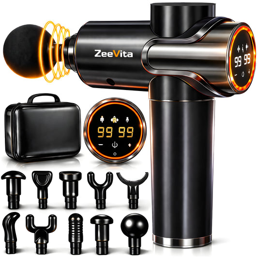 Powerful 99 Speed Massage Gun with 3 Modes and 10 Massage Heads, Portable Deep Tissue Muscle Massager for Pain Relief Recovery, Percussion Athlete Massager for Muscle Tension Shoulder Back Body Neck Arm Legs Relaxation
